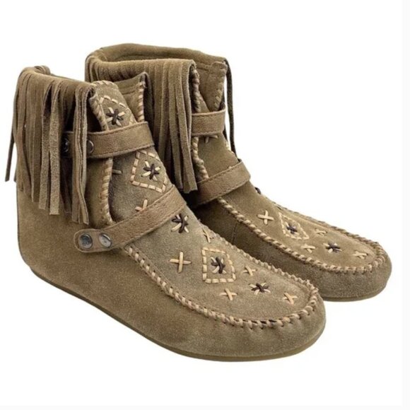 Sam Edelman Katherine Fringe Moccasin Boots - Picture 1 of 8
